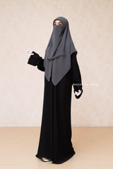 Square Scarf With Half Niqab Set in Grey - Super Breathable