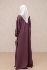 Mauve Safa Loose - Fit Abaya With Button Front - Silk Crepe