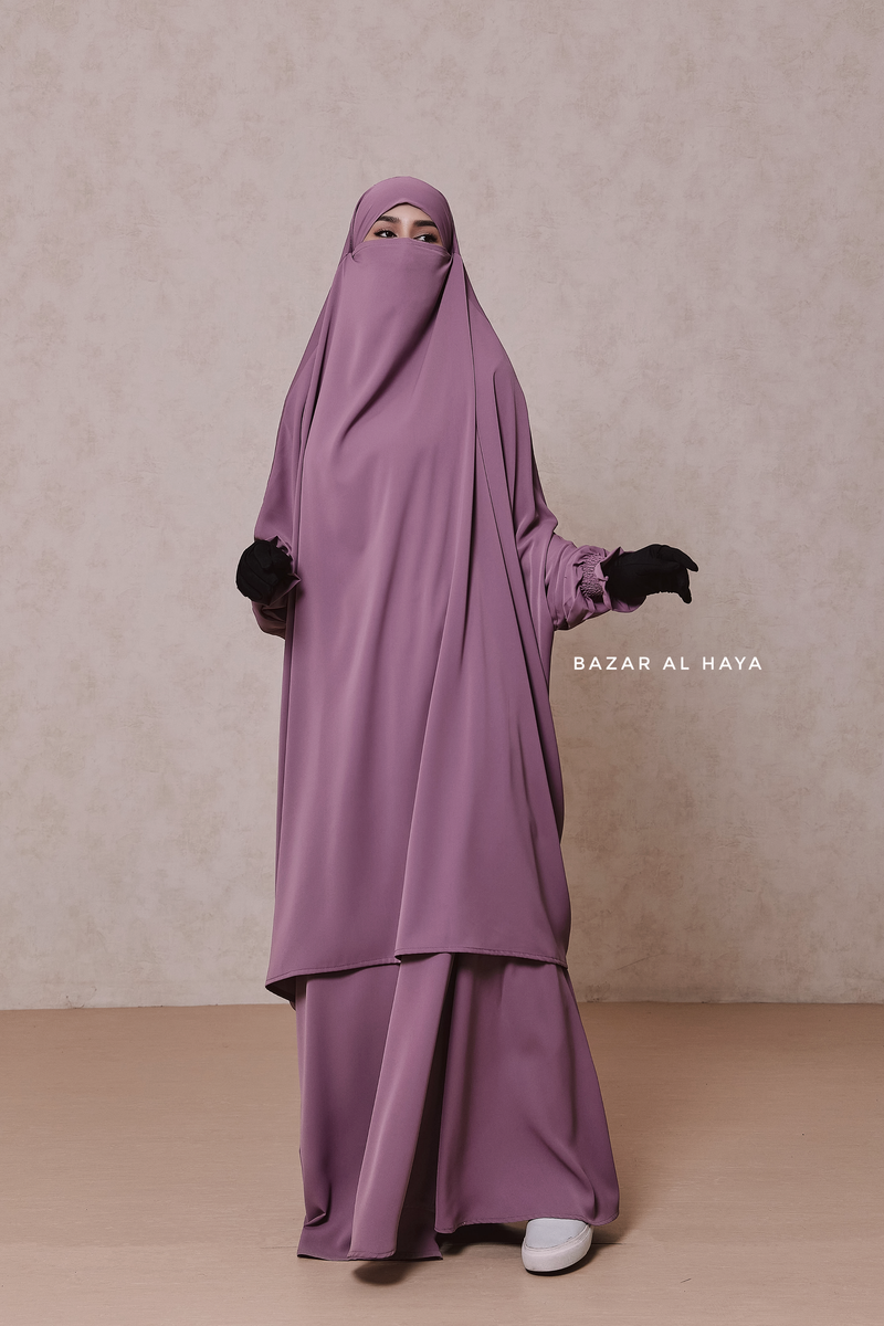 Hoor Dusty Rose - Two Piece Jilbab With Skirt- Long & Loose