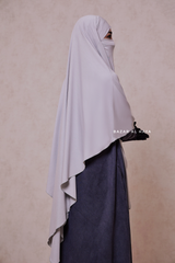 Silver Eliza Long Triangle Diamond Khimar - Soft Cotton