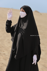 Black Eliza Long Triangle Diamond Khimar - Soft Cotton