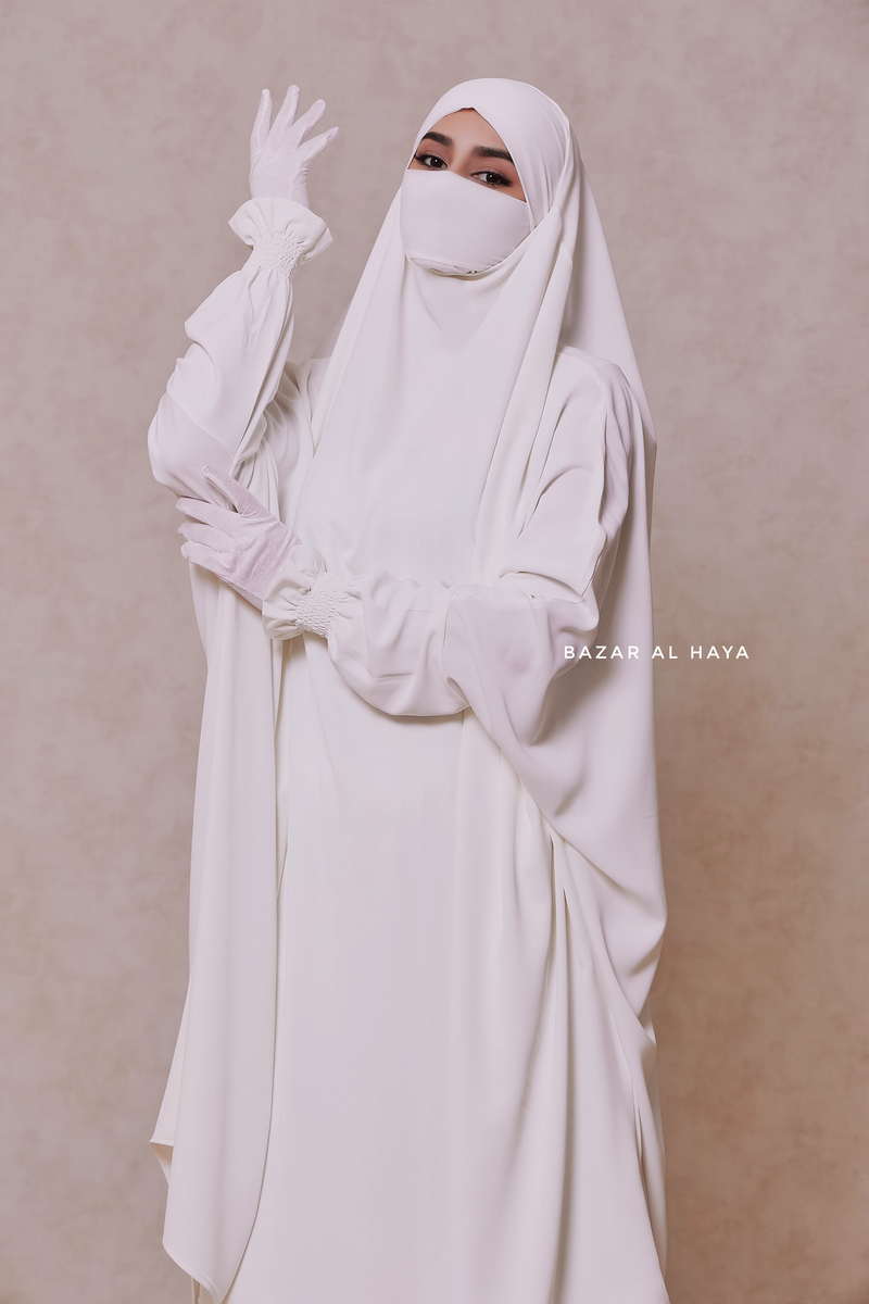 White Hoor - Two Piece Jilbab With Skirt- Long & Loose