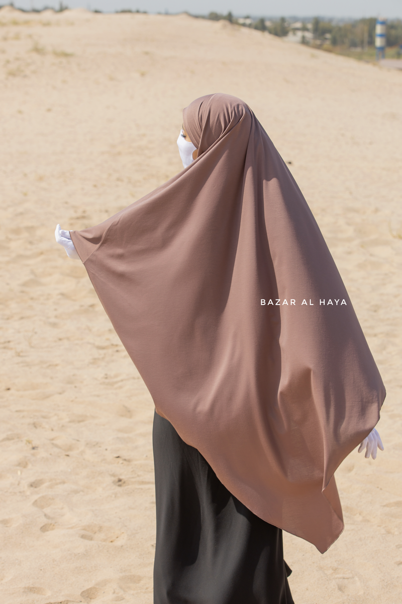 Coffee Eliza Long Triangle Diamond Khimar - Soft Cotton