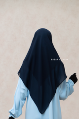 Square Scarf With Half Niqab Set In Dark Blue - Super Breathable - Medium