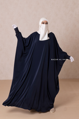 Navy Faraasha Butterfly Wide Abaya - Silk Crepe