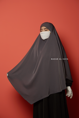 Mubarak Steel Grey Diamond Khimar - Nida Extra Long