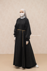 Charcoal Basimah Classic Design Warm Abaya Coat - Premium Wool