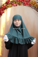 Emerald Tieback Ruffle Short Khimar - Soft Cotton