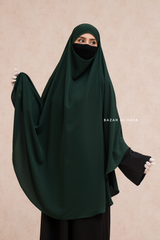 Marwad Maxi Round Diamond Khimar In Emerald - Crepe, Cotton Extra Long