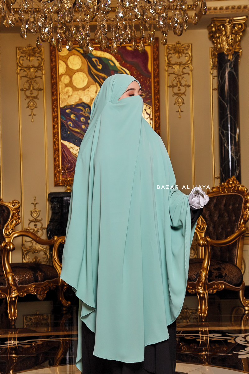 Munawwar Mint Extra Long Triangle Diamond Khimar - Soft Nida