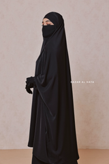 Hoor Two Piece  Black Jilbab With Skirt- Long & Loose