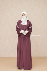 Mubina Grape Tiered Abaya Dress - Loose & Wide In Nidha