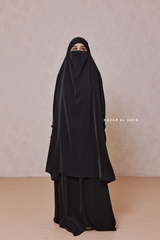 Hoor Two Piece  Black Jilbab With Skirt- Long & Loose