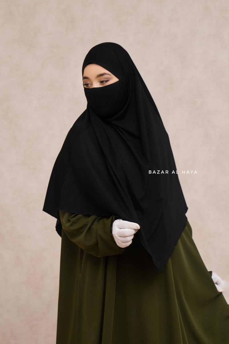 Eliza Black Diamond Khimar - Stretch Cotton - Medium