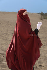 Safiyya Maroon Sleeveless Khimar - Soft Crepe Extra Long & Wide