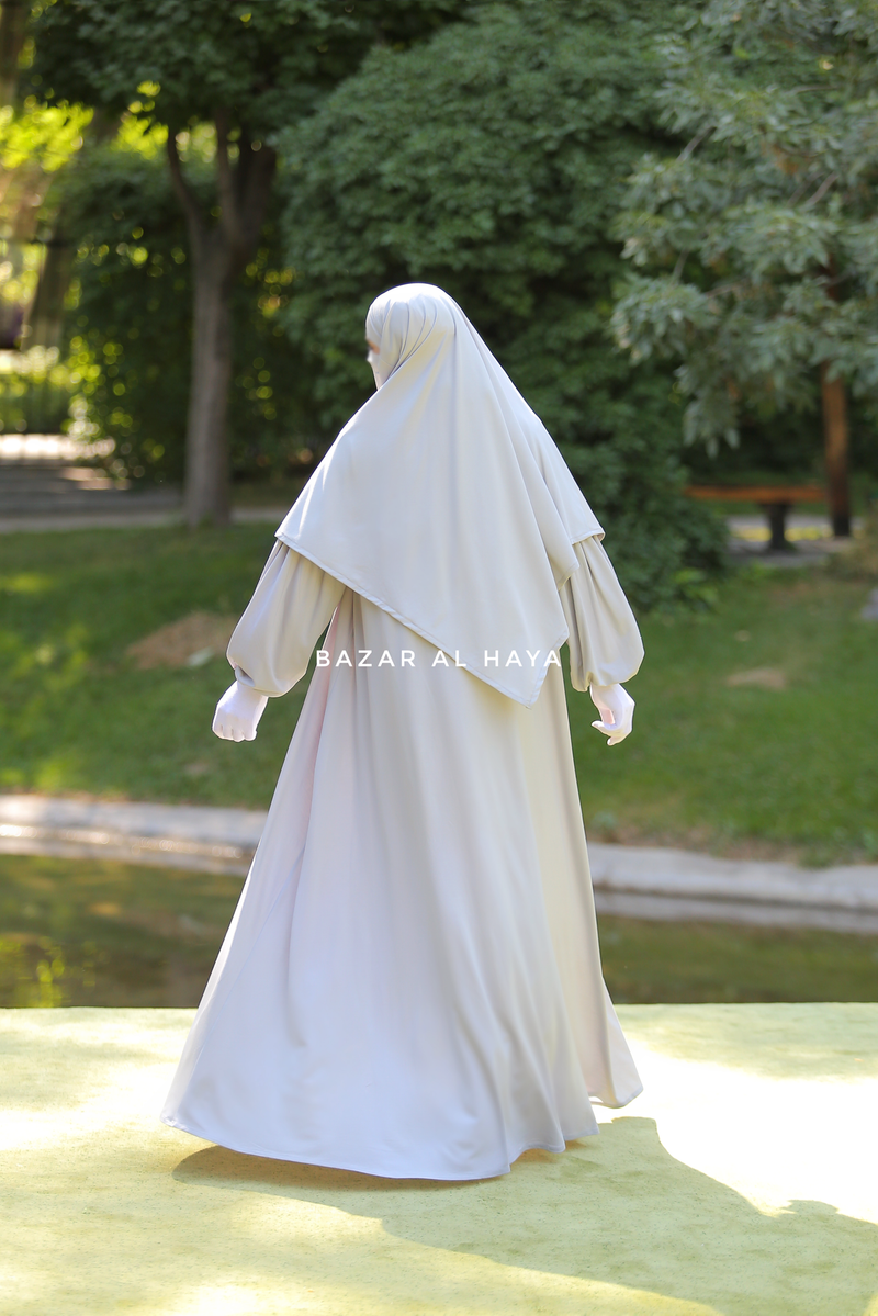 Eliza Two Piece Abaya & Khimar in Silver Cotton Super Soft & Breathable - Cozy