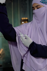 Lilac Aiza Three Layered Diamond Khimar - Premium Stretch