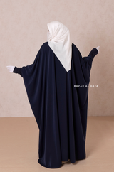 Navy Faraasha Butterfly Wide Abaya - Silk Crepe