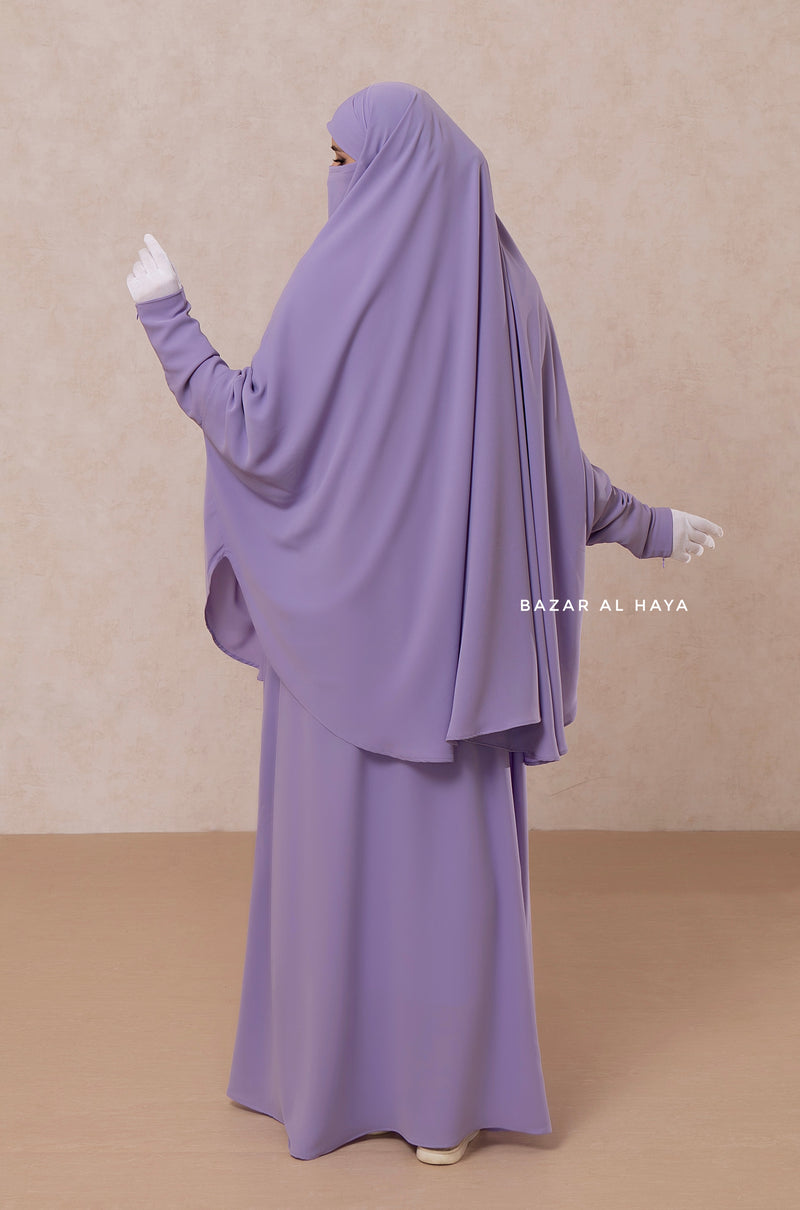 Yasmin Lilac Two Piece Jilbab With Dress & Khimar - Long & Loose Style, Light Soft Breathable Fabric