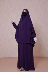 Purple Yasmin Two Piece Jilbab With Dress & Khimar - Loose Style & Light Soft Breathable