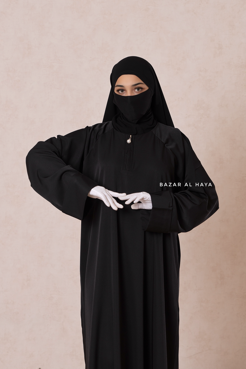 Black Madina Abaya - Soft Relaxed Fit - Mediumweight Silk Crepe