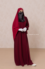 Maroon Salam 2 Abaya - Comfy Style Front Zipper - Nida