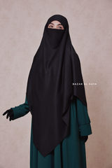 Black Eliza Long Triangle Diamond Khimar - Soft Cotton