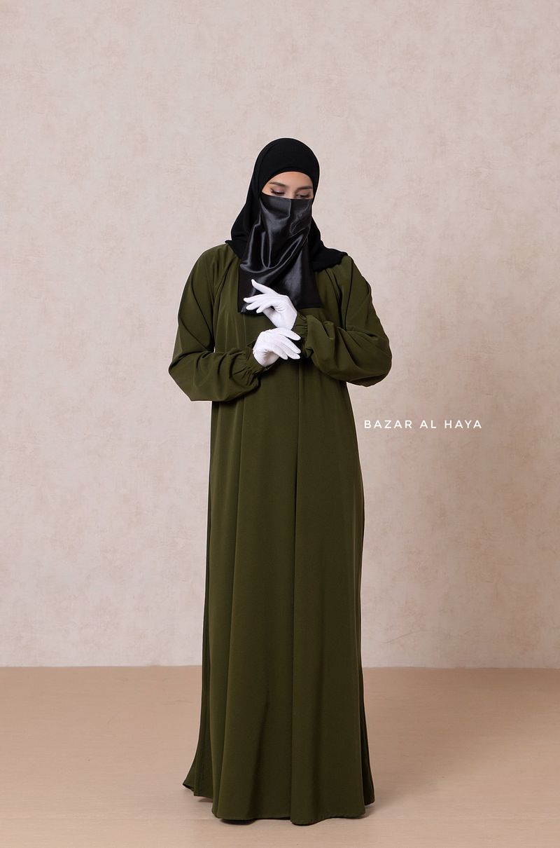 Olive Salam Abaya - Flowy & Relaxed Fit