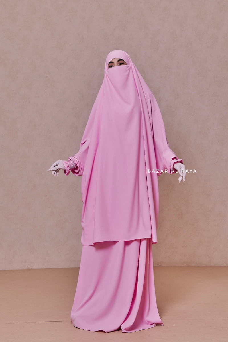 Baby Pink Hoor - Two Piece Jilbab With Skirt- Long & Loose