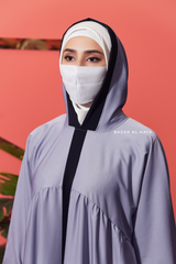 Kalina Lilac Hooded Abaya Dress With Pockets - Soft Crepe Cotton