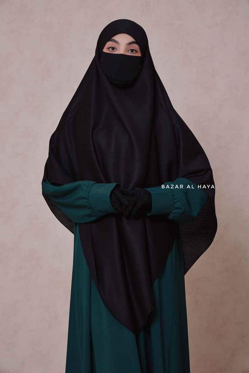 Black Eliza Long Triangle Diamond Khimar - Soft Cotton