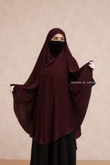 Marwad Maxi Round Diamond Khimar In Burgundy - Crepe, Cotton Extra Long