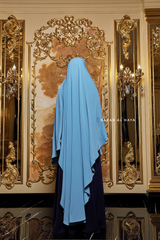 Munawwar Sky Blue Extra Long Triangle Diamond Khimar - Soft Nida