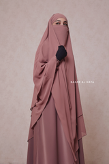 Pari Taupe Rose Two Layered Maxi Diamond Khimar - Crepe Chiffon