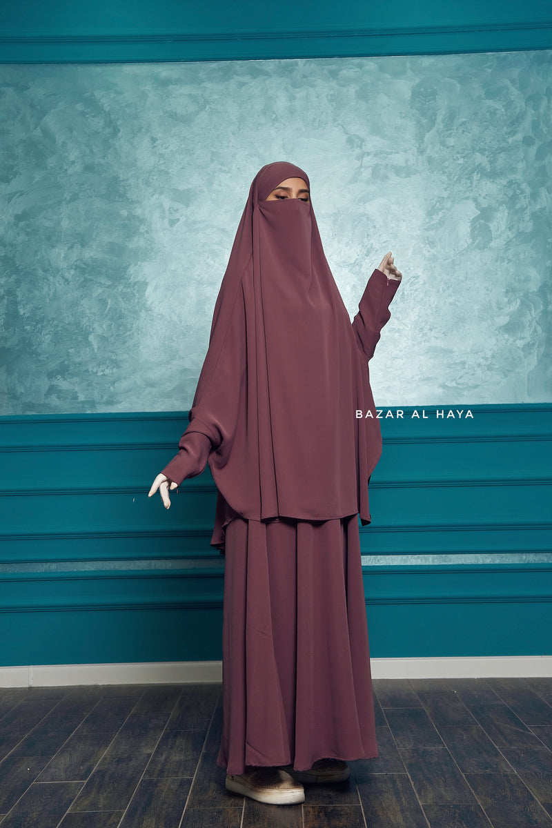 Grape Yasmin Two Piece Jilbab, Dress & Khimar - Light Soft Breathable Flowy Fabric