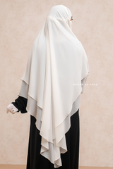 Pari Ivory Two Layered Maxi Diamond Khimar - Crepe Chiffon