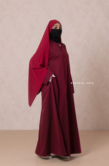 Maroon Madina Abaya - Soft Relaxed Fit - Mediumweight Silk Crepe