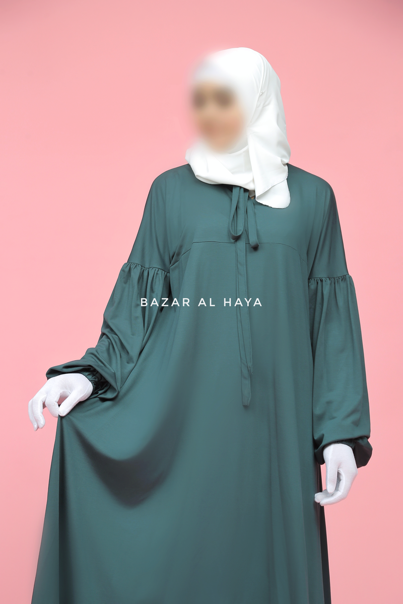 Eliza Emerald Cotton Super Soft & Breathable Abaya Dress - Cozy