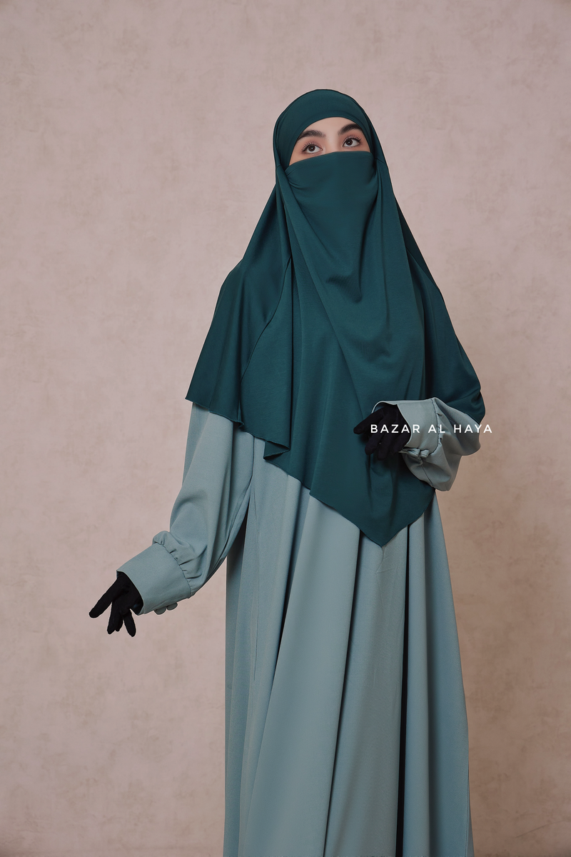 Emerald Cotton Eliza Short Triangle Diamond Khimar - Soft Cotton