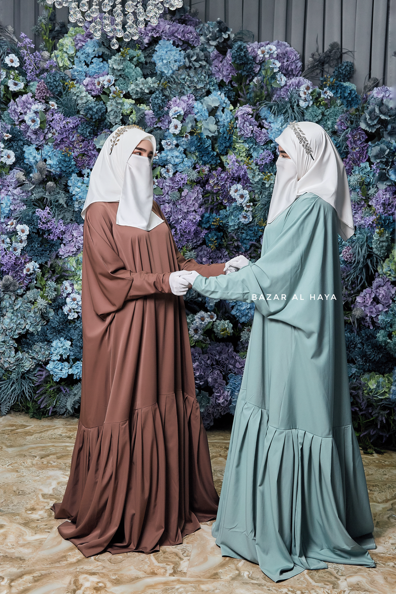 Badra Butterfly Abaya With Flair Bottom & Zipper Sleeves - Silk Crepe