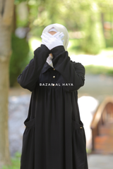 Layla Black Abaya Dress 100% Cotton Summer Relaxed Fit Dress With Pockets