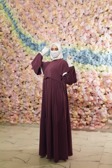 Grape Mubina Tiered Abaya Dress - Loose & Wide In Nida