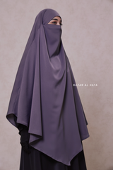 Steel Grey Long Mubarak Diamond Khimar - Nida Extra Long