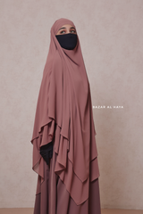 Pari Taupe Rose Two Layered Maxi Diamond Khimar - Crepe Chiffon