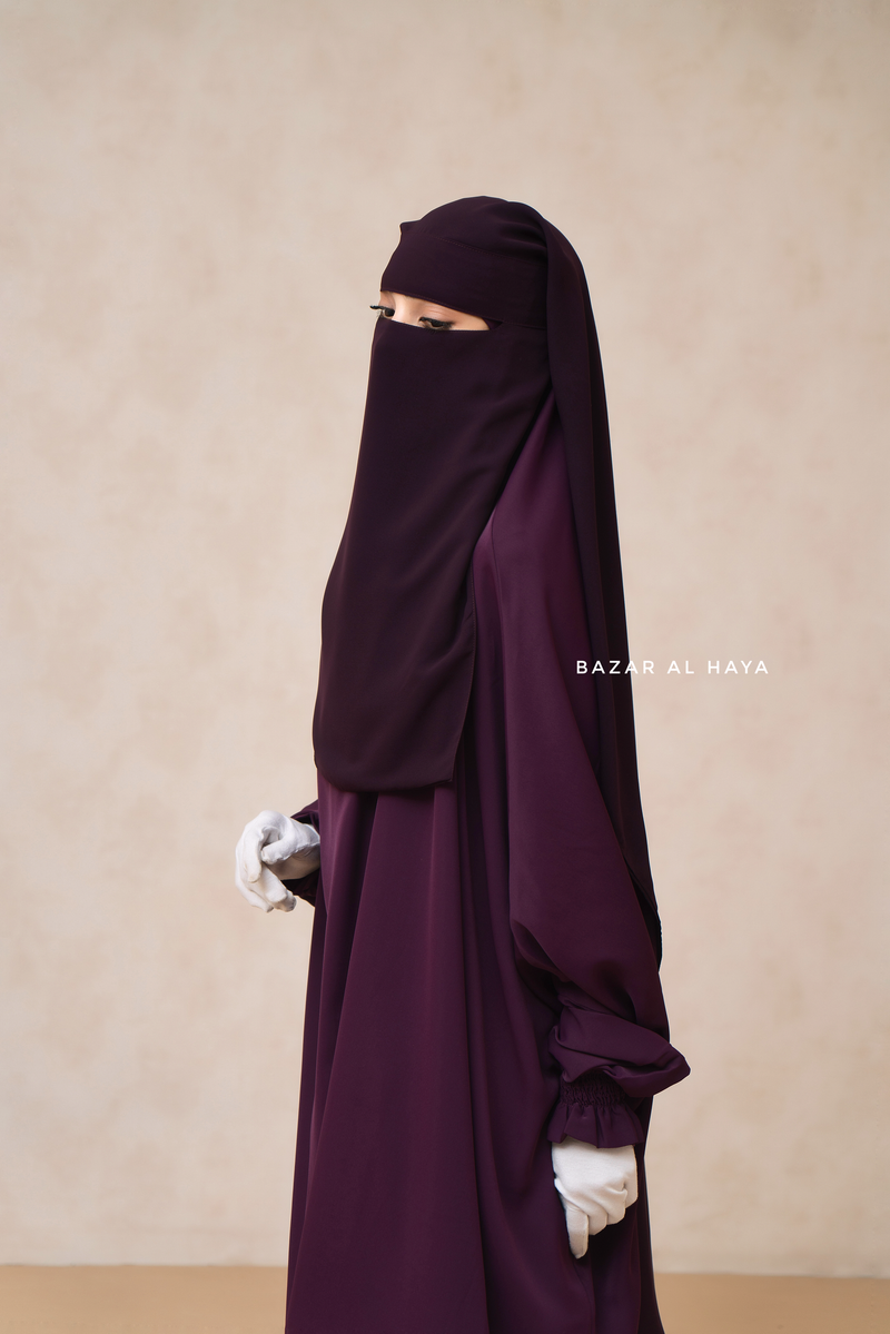 Purple Two Layer Niqab - Wide - Super Breathable Veil