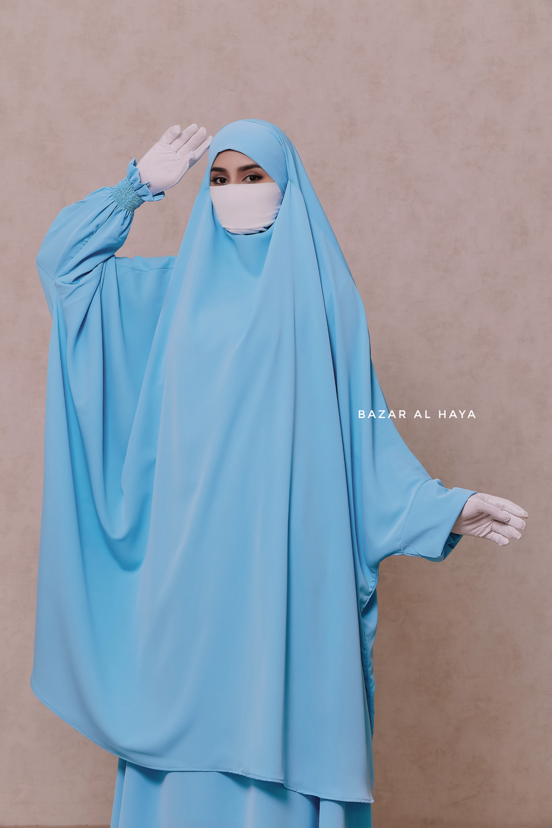 Baby Blue Hoor - Two Piece Jilbab With Skirt- Long & Loose