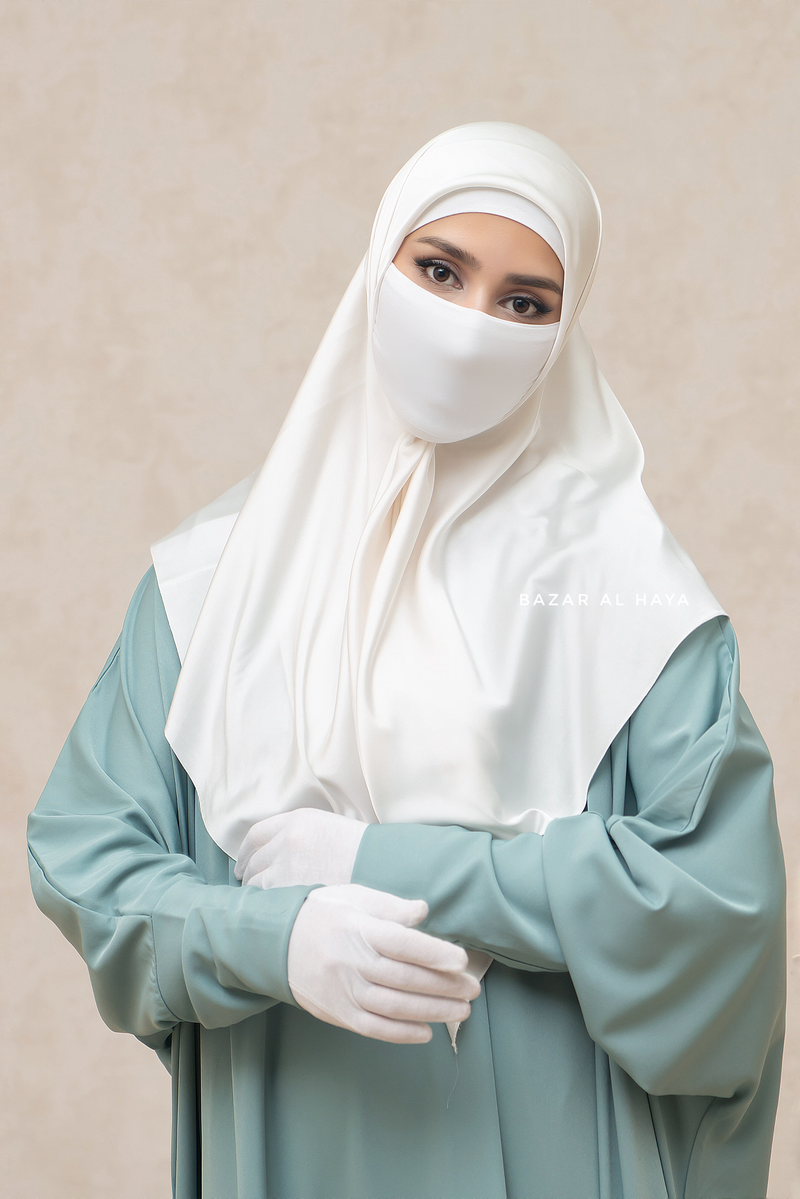 Badra Mint Butterfly Abaya With Flair Bottom & Zipper Sleeves - Silk Crepe