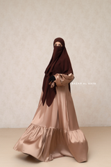 Brown Square Scarf With Half Niqab Set - Super Breathable - Quality