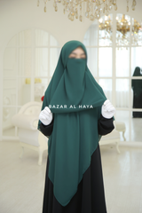 Emerald Square Scarf With Half Niqab Set - Super Breathable