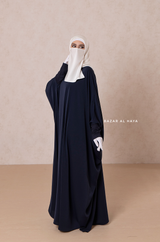 Navy Faraasha Butterfly Wide Abaya - Silk Crepe